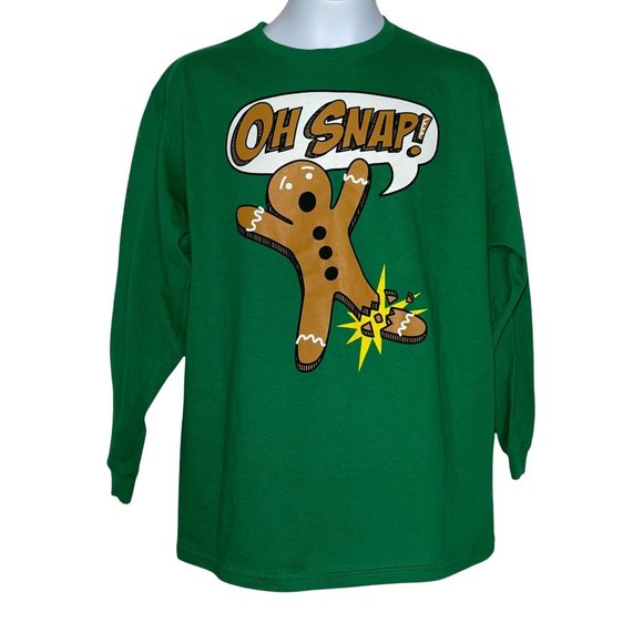 NWT Fifth Sun Oh Snap! Gingerbread Man Green Holiday Christmas Funny Tee Boy's L - Picture 1 of 7